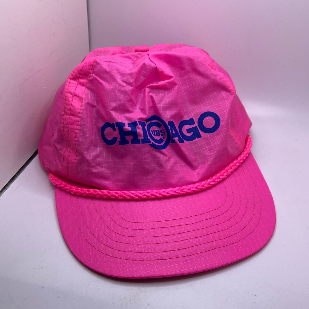 Vintage Chicago Cubs Bud Light Promo‎ Hat Pink Nylon Rope Snapback Taiwan ROC